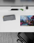 14x10 inches mouse pad featuring hidden mountain temple, surrounded by waterfalls and cherry blossoms for a calming effect.