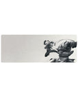 32x12 inches anime mouse pad with braided fighter vs spiked armor, clean battle print and motion lines.