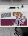 32x16 inches anime girl mouse pad in cozy plum, lavender, and pink petals, bold yet soft desk vibe.