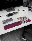 32x12 inches anime girl mouse pad showing tan-haired fox samurai girl with sword and violet rose eyepatch.