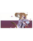 32x16 inches anime girl mouse pad with fox-girl swordswoman in lavender kimono and rose eyepatch.