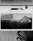 Serene 32x16 mouse pad with shades of gray and a wilderness scene for a peaceful, nature-inspired design at your desk