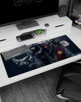 36x16 inches Naruto desk pad showing Jiraiya in rain with Gamakichi and Gamatatsu perched like guards.