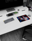 Itachi Uchiha Naruto mouse pad 14x10 inches, calm tired eyes with faint necklace details, late-night feel.