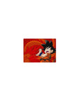 14x10 inch classic mousepad featuring Kid Goku with bold red background and dragon motifs for fans