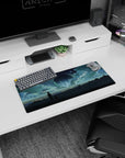 28x12 inches anime mouse pad showing two silhouettes on a windy ridge, gazing at an impossible starry sky.