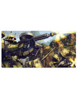 Mobile Suit Gundam Zaku II battle scene anime mouse pad, 32x16 inches desk mat.