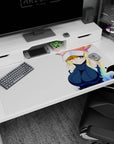 Tohru from Miss Kobayashi's Dragon Maid winks on a 40x20 inches desk pad, playful attitude.