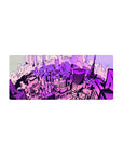 Anime mouse pad, 28x12 inches, featuring a neon Tokyo skyline with lavender, magenta, and electric violet hues.