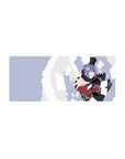 28x12 inches anime mouse pad featuring Akatsuki cloak ninja with flying paper shards and red cloud design.