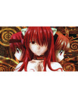 40x20 inches anime girl desk pad with three red-haired cat-eared girls and ornate golden spiral frame.