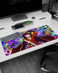 Megumin 36x16 inch desk pad from KonoSuba, featuring vibrant colors and dynamic design, perfect for anime enthusiasts.