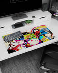 Vibrant 32x16 inch anime mouse pad featuring Persona 4 characters Yu, Chie, Yukiko, and Teddie in bold, colorful design.