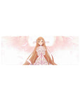 Asuna anime mouse pad, 32x12 inches, featuring her in angelic whites and dreamy pinks, bringing comfort and magic.