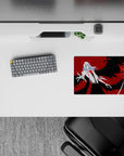 Godlike 14x10 mouse pad with Ichigo's Hollow form, black wings, and glowing crimson veins for an ominous and powerful atmosphere at your desk