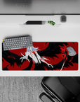 Godlike 32x12 mouse pad featuring Ichigo’s Hollow form with black wings, glowing veins, and ghostly skin for a chilling, Bleach-inspired workspace vibe