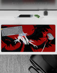 Ultimate Hollow form 32x16 mouse pad with Ichigo Kurosaki’s black wings, ghostly skin, and glowing crimson veins for a dramatic Bleach-inspired design