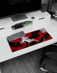 Ominous 28x12 mouse pad with Ichigo's Hollow form, black wings, glowing veins, and ghostly skin, creating a dramatic and powerful desk vibe
