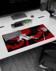 Ominous 32x16 mouse pad with Ichigo's Hollow form, black wings, glowing veins, and ghostly skin for a powerful, godlike desk atmosphere