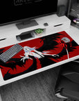 Ominous 40x20 anime desk mat showcasing Ichigo's Hollow form with black wings, glowing crimson veins, and ghostly skin for an intense transformation vibe