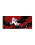 Ichigo's Hollow form 28x12 mouse pad featuring black wings, glowing crimson veins, and ghostly white skin, perfect for fans of Bleach’s ultimate transformation