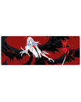 Ichigo's Hollow form 32x12 mouse pad with black wings, glowing crimson veins, and ghostly white skin, capturing the terror of his final transformation
