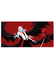 Ichigo's Hollow form 32x16 mouse pad featuring black wings, ghostly white skin, and glowing crimson veins for a chilling and godlike atmosphere at your desk