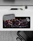 Dark black and candy-red Akatsuki anime mouse pad, 28x12 inches, sinister vibe with clean spacing.