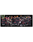 Naruto Shippuden Akatsuki lineup anime mouse pad 32x12 inches with iconic cloaks and red clouds.