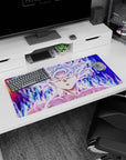 Modern 32x16 inches mouse pad with Goku in Mastered Ultra Instinct, featuring a glowing aura and an intense, focused stance.