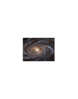Galaxy print mouse pad with swirling stars and golden core, classic 14x10 inch size for smooth desktop use.