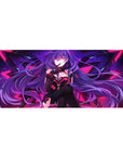 Anime girl desk pad 36x16 inches with purple hair, geometric wing shapes, and futuristic sci-fi style.