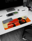 32x12 inches anime mouse pad featuring Mugen with sword and Jin in a calm Samurai Champloo scene.