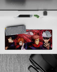 Compact 28x12 mouse pad showcasing Jujutsu Kaisen sorcerers in vibrant colors for anime fans