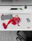 32x16 inches mouse pad with Zero Two design, showcasing her in a red pilot suit and confident pose for a commanding and powerful anime vibe.