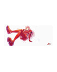 Mouse pad featuring Zero Two design, 28x12 inches, with her iconic red pilot suit and striking pose for an attention-commanding anime effect.