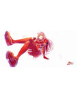Mouse pad featuring Zero Two design, 32x16 inches, with her bold red pilot suit and confident pose for a striking, attention-grabbing effect.