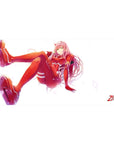 Mouse pad featuring Zero Two design, 40x20 inches, with her iconic red pilot suit and confident pose for an eye-catching, attention-grabbing anime look.