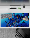 32x16 inches anime mouse pad in cool blues with sharp neon highlights, gritty speed vibe for gaming desks.