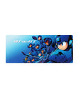 28x12 inches anime mouse pad with Mega Man squad lineup, neon Bit-Watt lettering, action-packed desk mat.