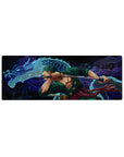 Compact 32x12 inches mouse pad featuring Zoro from One Piece, with a blue dragon and fierce swordsmanship, showcasing his legendary strength.