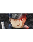 Cinematic anime desk pad 36x16 inches with clean Leaf headband lines and sword-wrap detail.