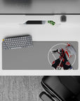 32x12 inches anime mouse pad in flat gray with crisp white circles and striking Akatsuki red accents.