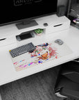 28x12 inches mouse pad showing a grinning pink-haired anime girl with chunky goggles and a lollipop.