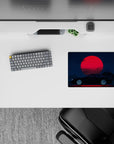 14x10 inches mouse pad featuring the Midnight Skyline Eclipse, showcasing a sleek car and vibrant red moon for a bold, futuristic design.