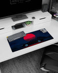 My Hero Academia mouse pad, 28x12 inches, featuring the Midnight Skyline Eclipse, blending retro-futuristic elements with a sleek black car.
