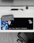 32x12 inches mouse pad with Spike Spiegel, showcasing the unforgettable "See You, Space Cowboy..." in a minimalist design against the cosmos.