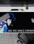40x20 inches mouse pad showcasing Spike Spiegel against the cosmos, cigarette in hand, with a sleek, minimalist tribute to the ultimate antihero.