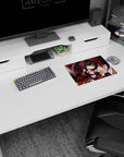 Kurumi Tokisaki lounging with heterochromia eyes on a Date A Live mouse pad 14x10 inches.