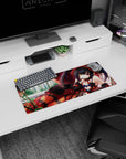 28x12 inches Kurumi Tokisaki Date A Live mouse pad, lounging pose with heterochromia eyes and sly smile.
